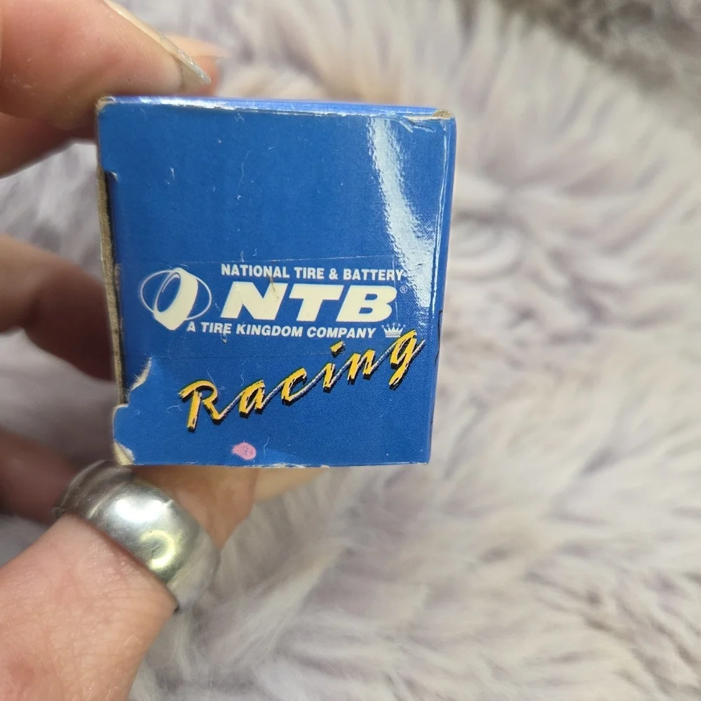 Vintage National Tire Battery Racing Yellow Blue Die-Cast Toy Car